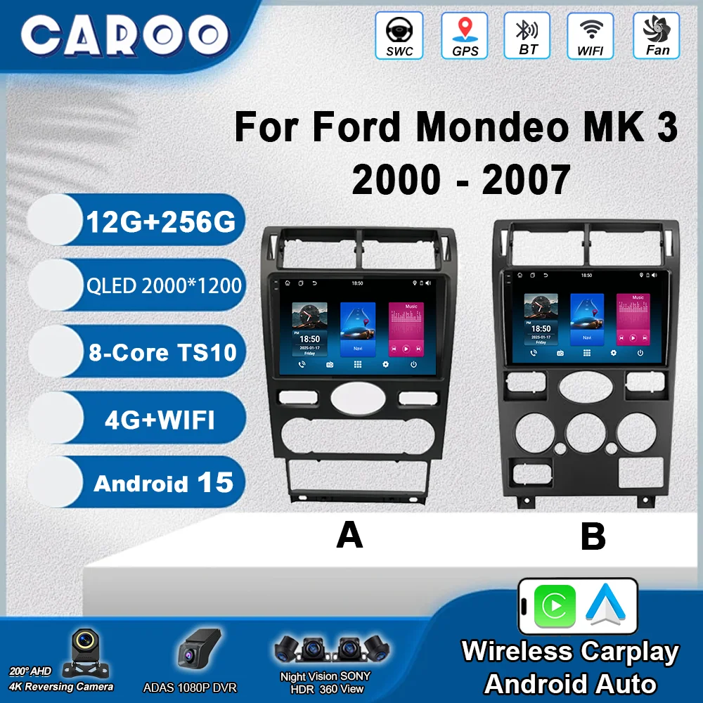 

Android 15 Carplay For Ford Mondeo MK 3 2000 2001 2002 2003 2004 2005 -2007 Auto Radio Stereo GPS Navigation Multimidia Player