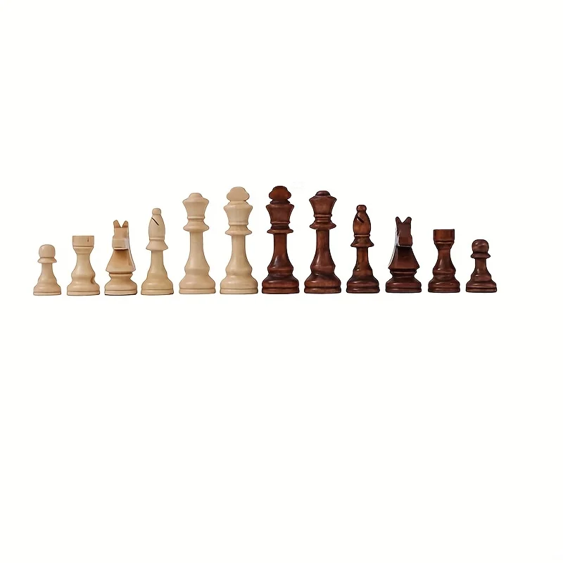 32-teiliges Holzschach-König-Spiel-Set, Höhe 110 mm, Schachfiguren, Schach, Lederbrett, Wettbewerbe-Set, Schachgeschenk für Kinder und Erwachsene – Detail 4