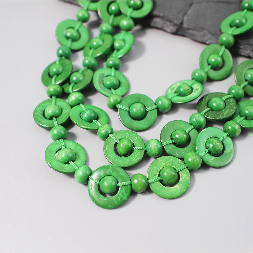 

Coconut Shell Woven Necklace Tassel for Women Boho Necklaces Green Vintage High Quality Pendant Mother