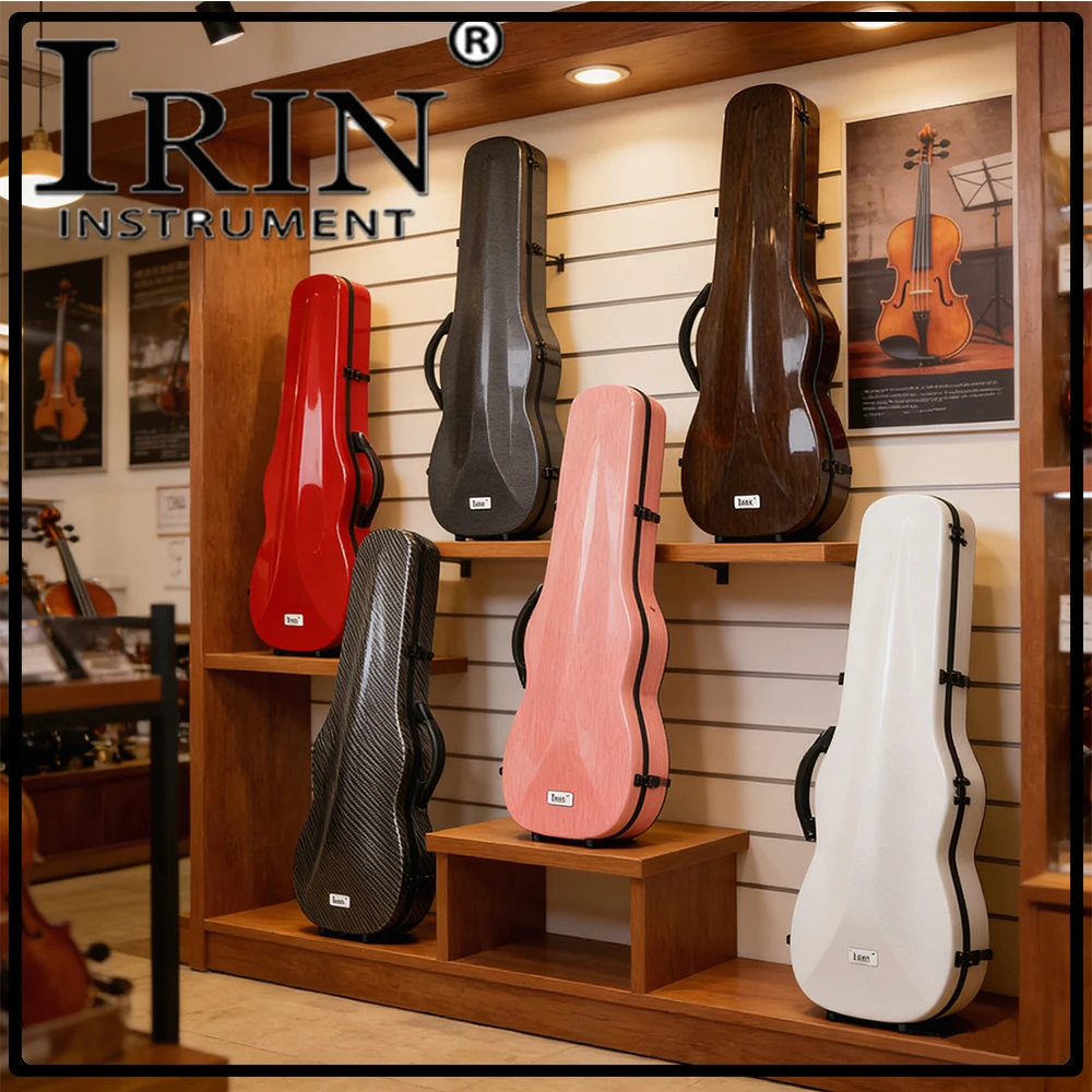 IRIN Multicolored Violin Case High-end 4/4 Violin Composite Case Premium Carbon Fiber Super-Light Triangular Box with Hygrometer
