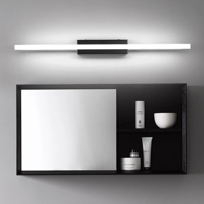 LED Mirror Lamp Modern Wall Lamp Bathroom Lamp 40/50/60/70/90/ 110cm Stainless Steel AC85-265v Black Wall Lamp LED Wall Lamp