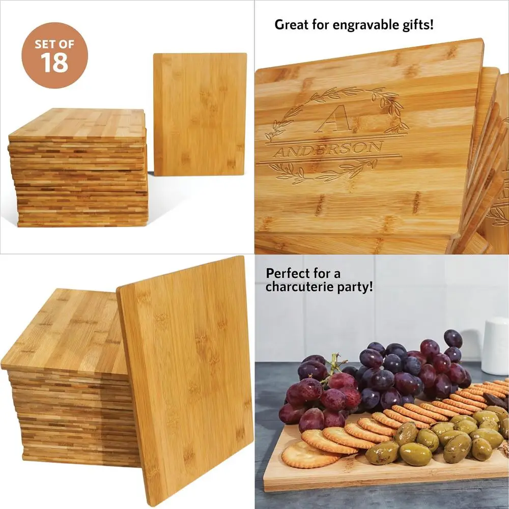 

Wholesale Bamboo Cutting Boards Set: 18 Premium 12x9x0.35 Boards for Kitchen & Dining, Durable and Easy Maintenance