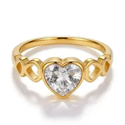Stainless Steel Heart Ring For Women Luxury Style Female Fashion Finger Jewelry Accessories