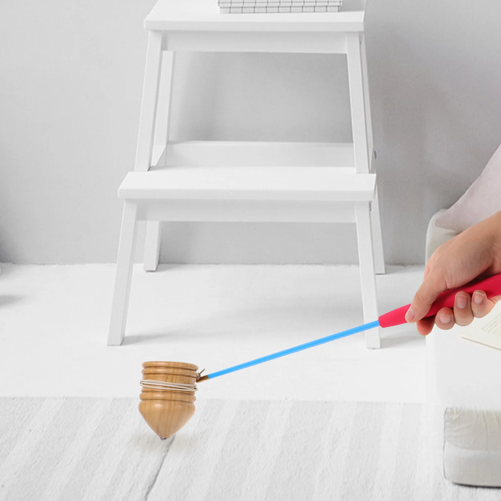 Parte superior de madeira 7cm, madeira de olmo marrom, faça você mesmo, giroscópio peg-top, habilidade infantil vintage, desenvolvimento de motor fino, presente educacional para crianças