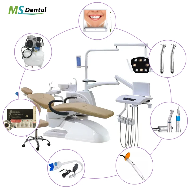 den tal equipment Whole set complete den tal Chair with microfiber cushion dentist chairs silla de odontologia