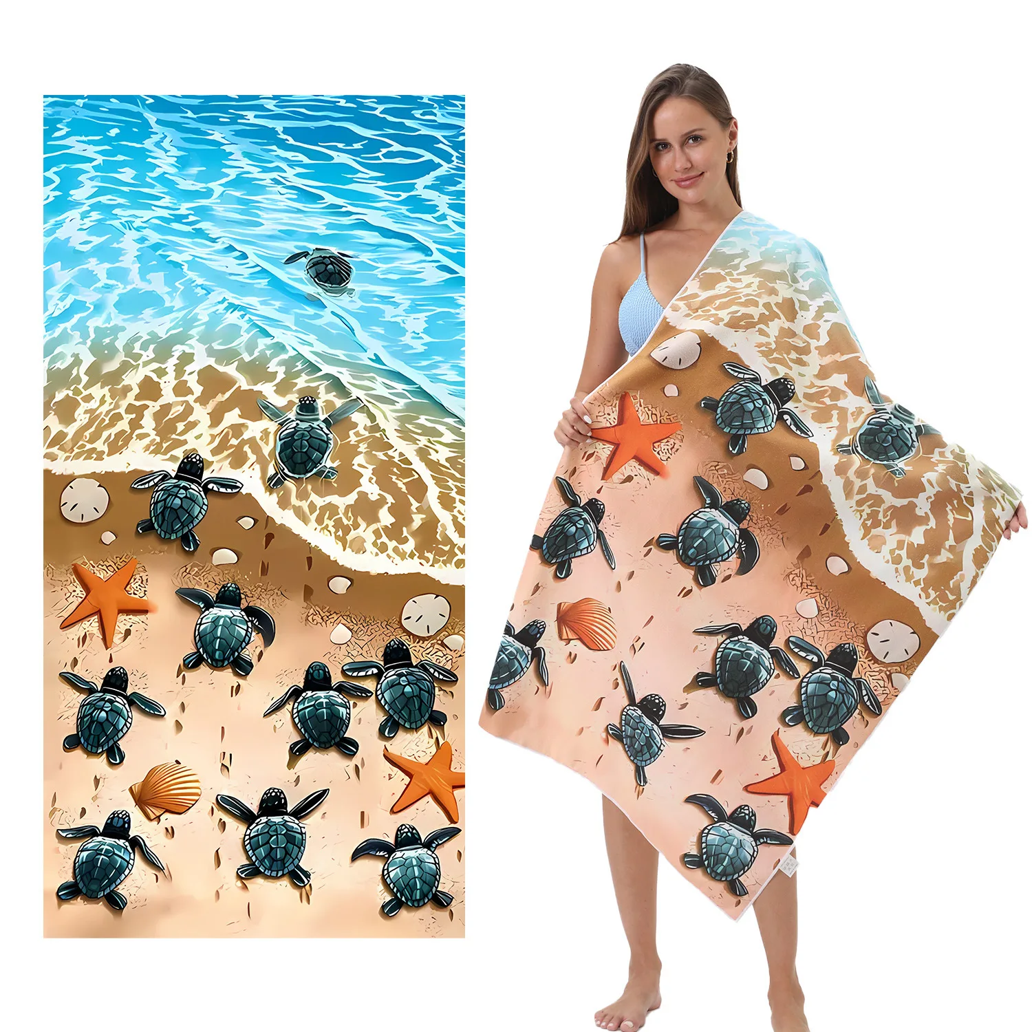

Personalized customization sea turtles mermaids Bath Towels Microfiber Beach Swimming Towel Decor for Seaside 80x160cm