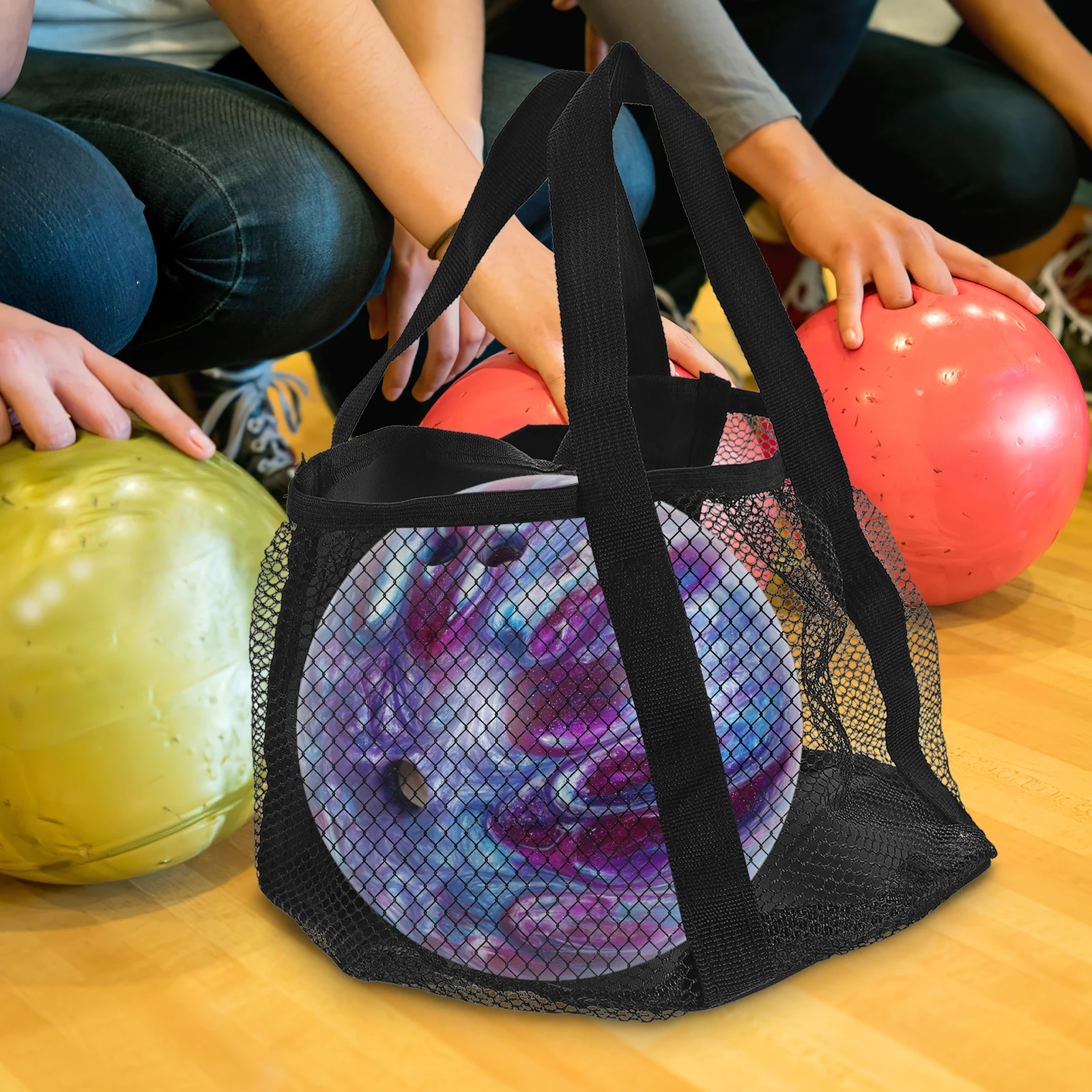 

Sturdy Bowling Ball Durable Oxford Cloth Single Ball Storage Tote Handle Design Black Sports Bag for Gym Stadium Rolling Use