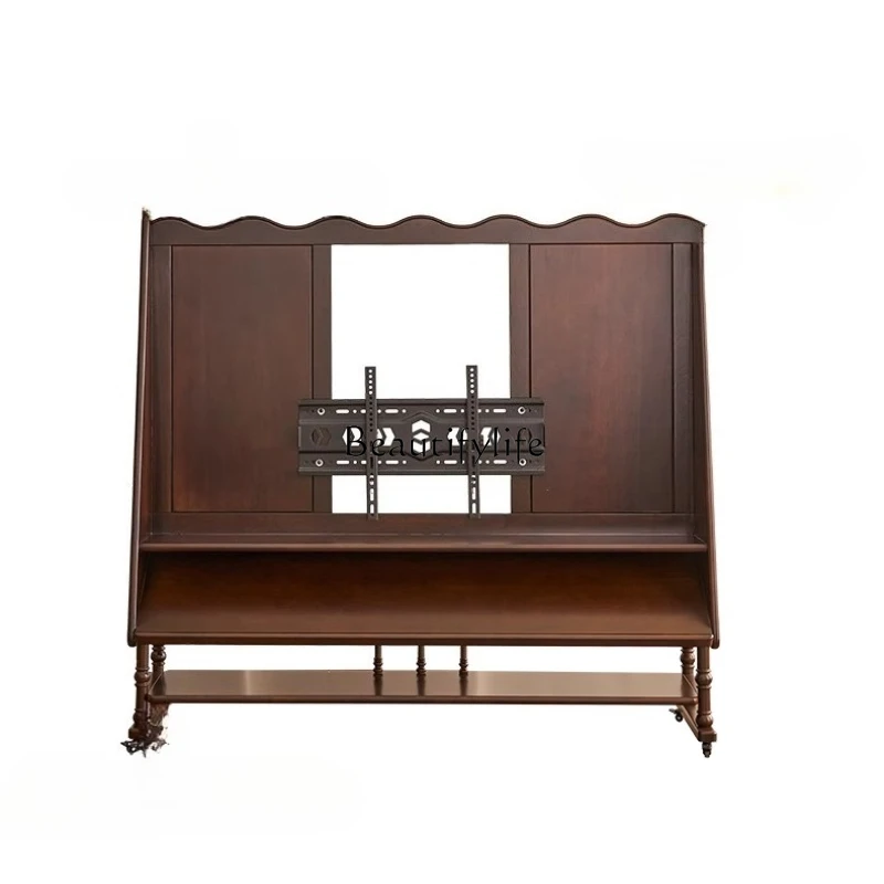 

All solid wood TV cabinet removable living room home TV cabinet modern simple floor storage bracket