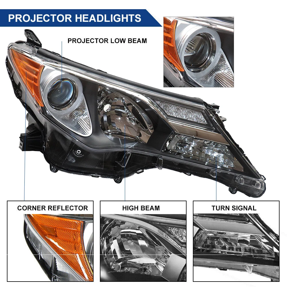 Right Side Headlight Durable Passenger Side Headlamp Fits For 2013 2014 2015 Toyota Rav-4 High-Quality Headlight New