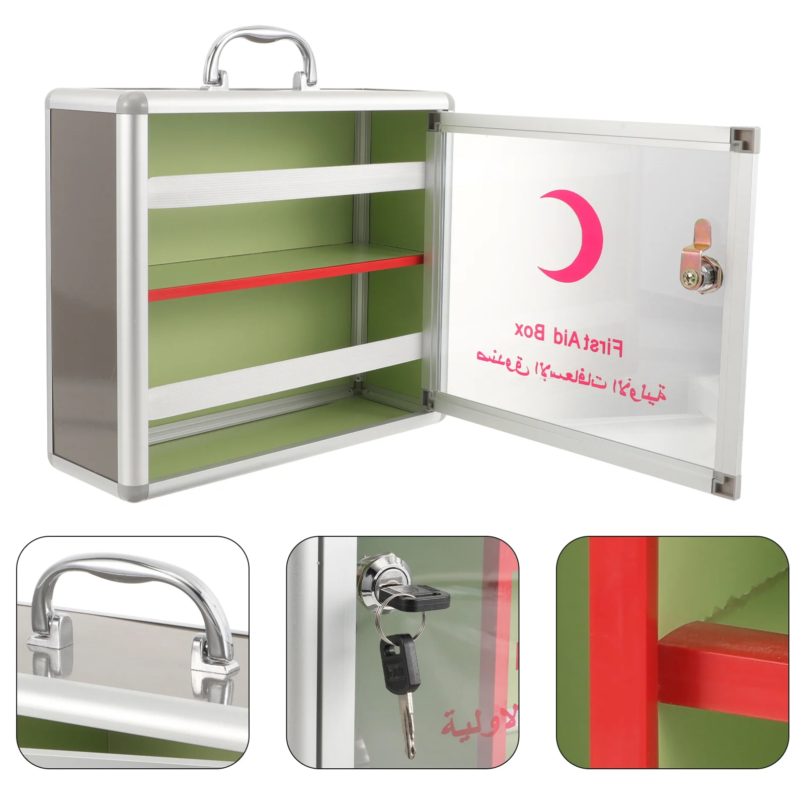 

Emergency Medicine Box Aluminum Alloy First Aid Case Large Capacity Waterproof Portable Storage for Home Office Outdoor Use