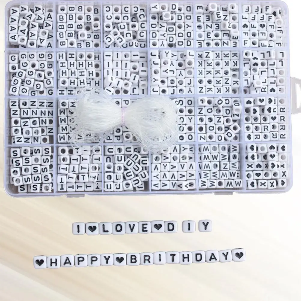 

1200Pcs Letter Cube Beads 6Mm Acrylic Alphabet Beads for Jewelry Making DIY Name Accessories Craft Projects Kids Activities