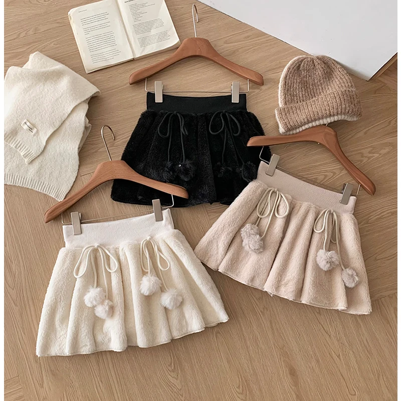 

MEXZT Kawaii Мини-юбка женская Cutecore Bow на шнуровке черное бальное платье юбки зимняя японская уличная одежда с высокой талией трапециевидной формы Faldas