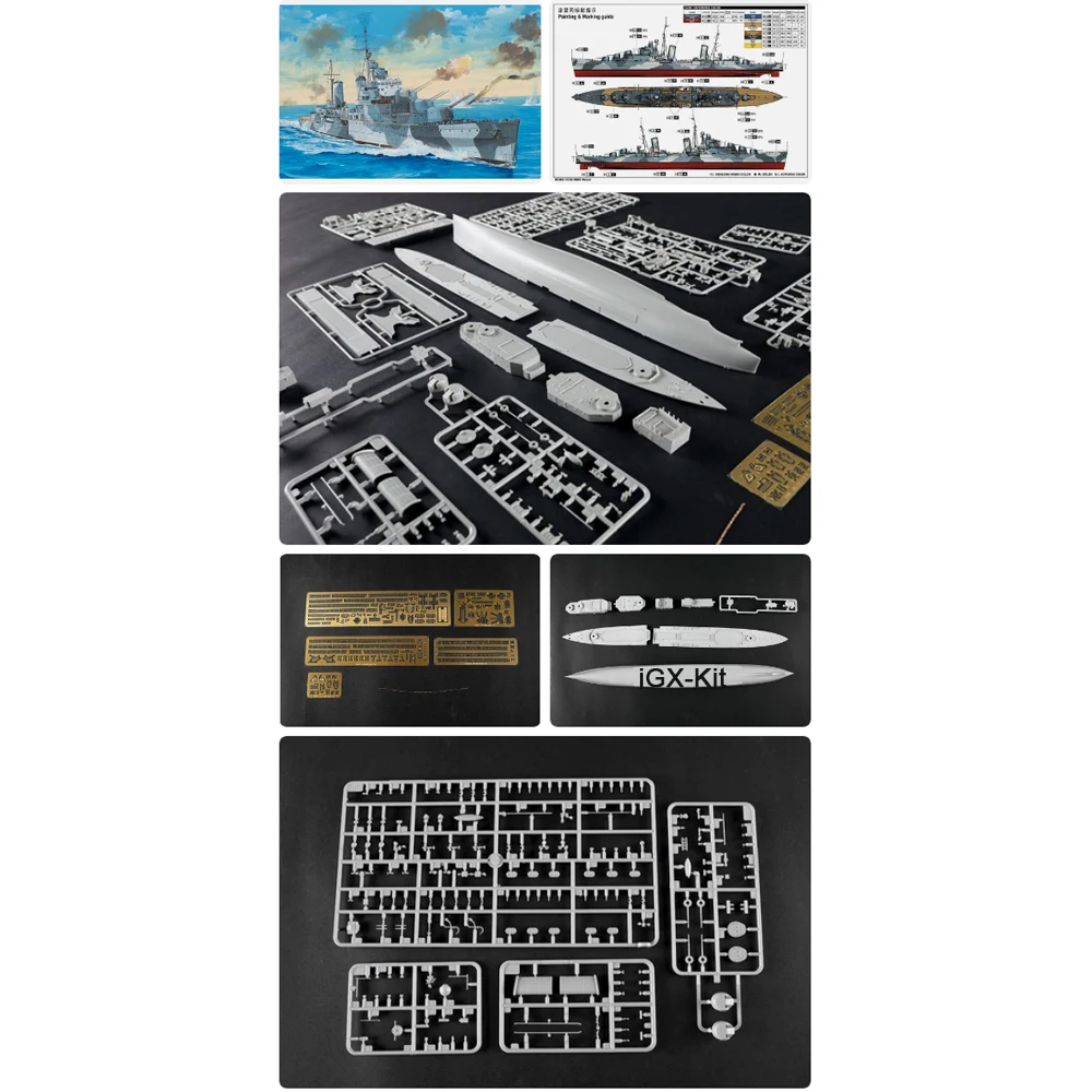 

Trumpeter 05366 1:350 Scale HMS Naiad Dido Class Light Cruiser Ship Boats Assembly Plastic Building Model Kit
