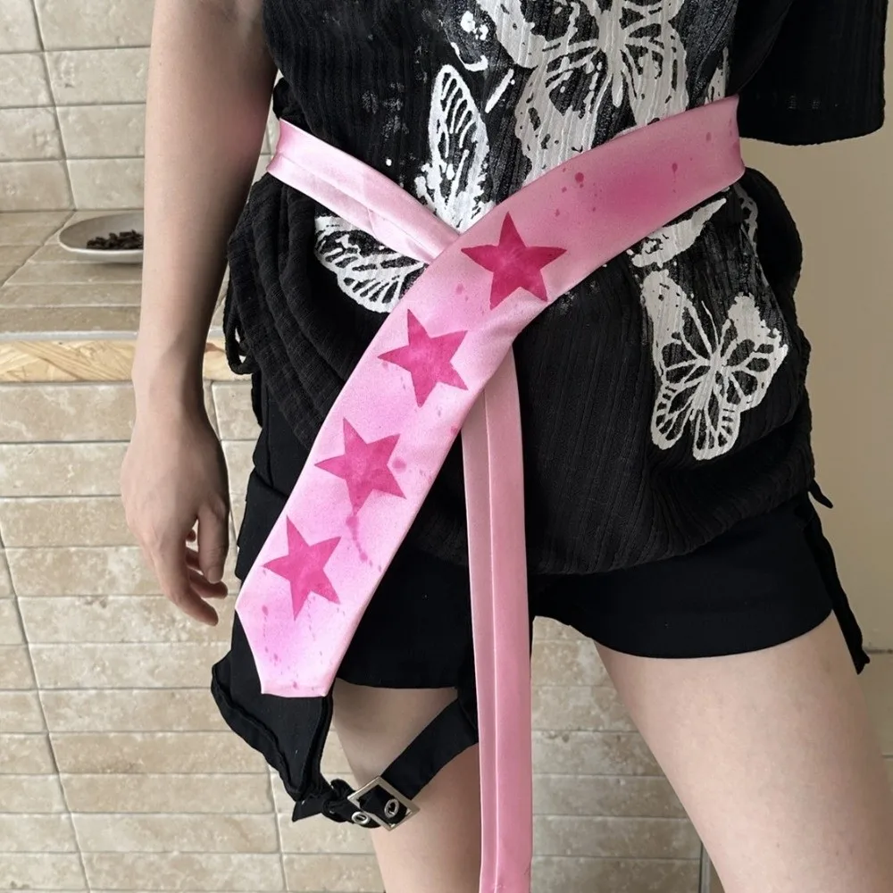 Cravate étoile décontractée Y2K, douce, réglable, brillante, douce et étroite, unisexe, accessoires de costume