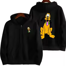 Pluto Men Cartoon Double Sided Zip Hoodie