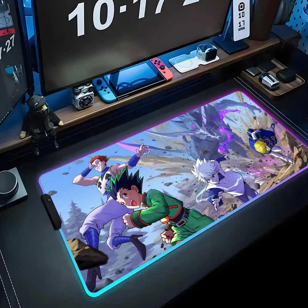Anime Hunter Muismat RGB Gaming Muismat Grote LED Pad PC Bureaumat Lichtgevende muismat Grote toetsenbordmatten Tafelkleed met achtergrondverlichting