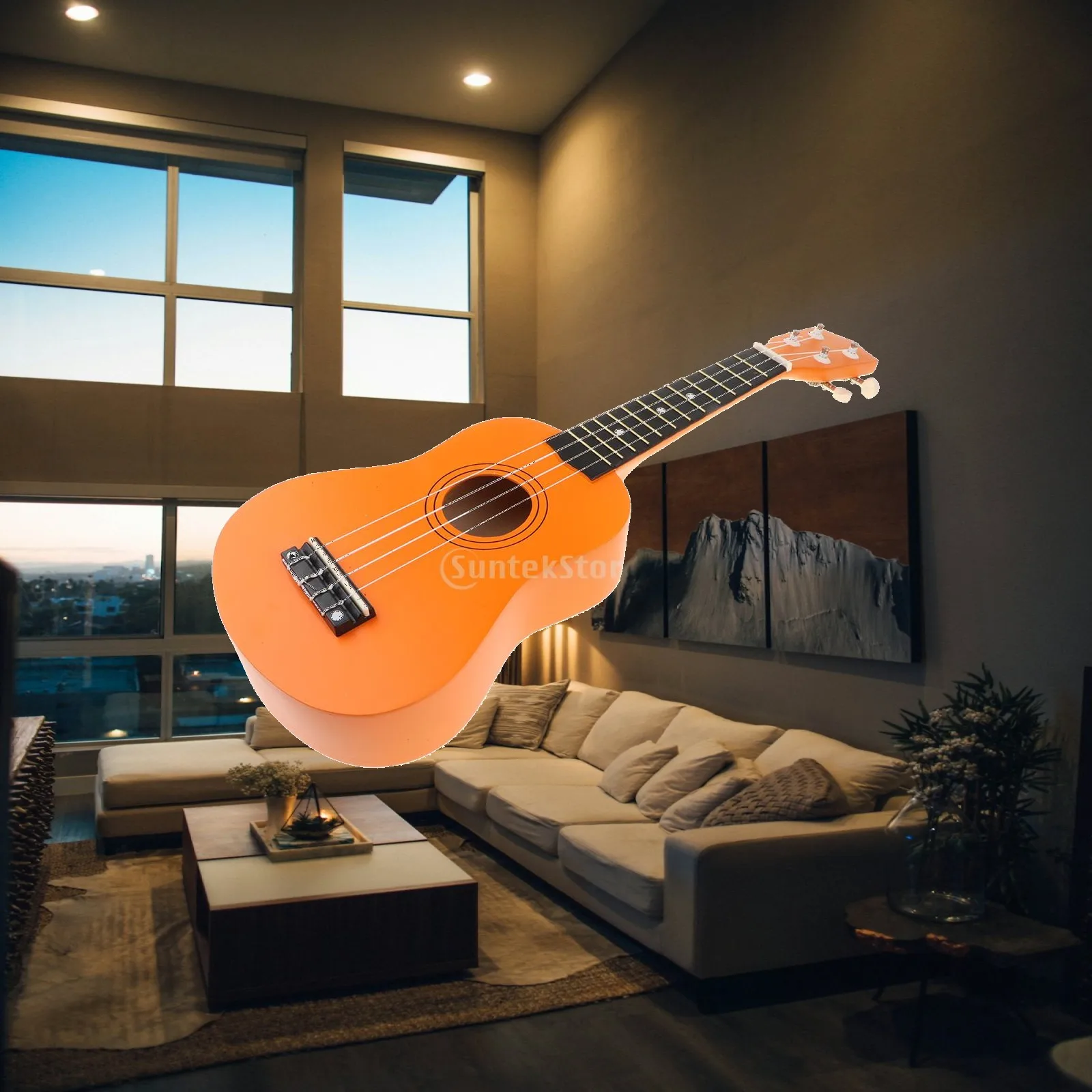 Mini Ukulele 21 Inch Basswood 4 String Guitar Toy Music Gift for Children Entry Level Beginners