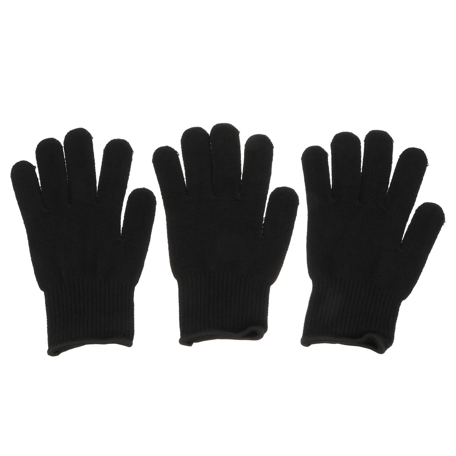 

3 Pcs Heat-resistant Gloves for Hair Straightener Black High Temperature 200°C Protection Hair Curler Salon Use
