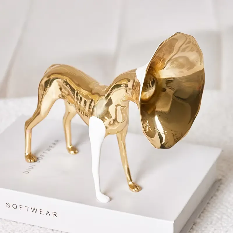 Modern Gold Horn Dog Shaped Home Decor Ornaments Interior Design Items for Living Room Made of Metal and Brass