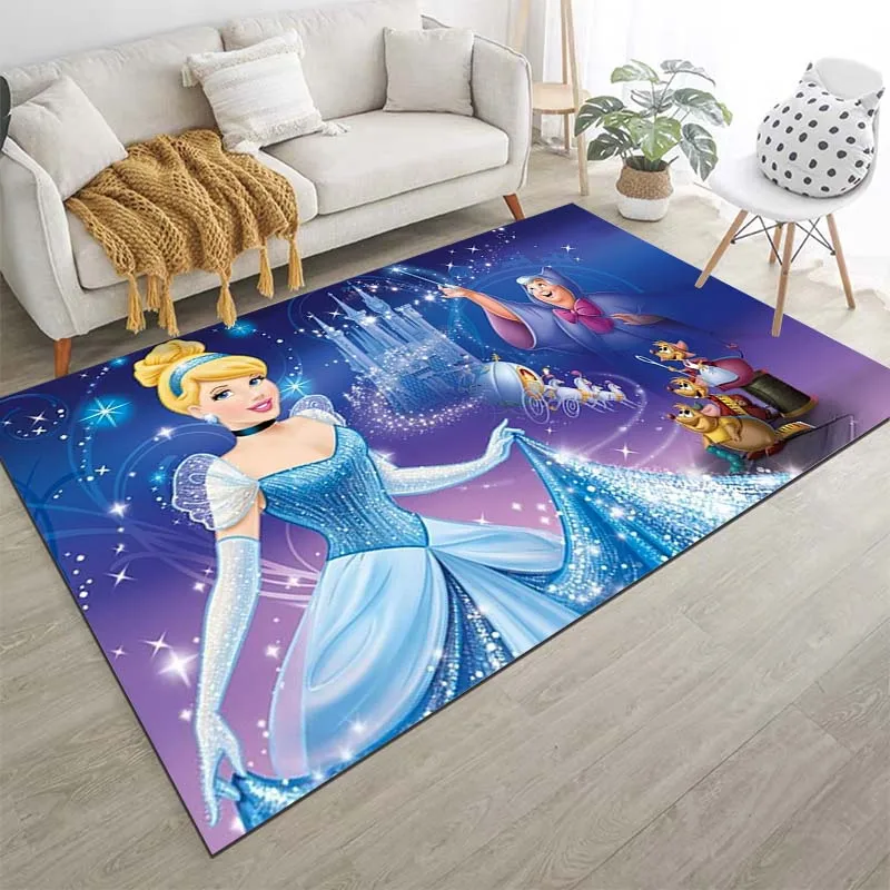 1PC Disney Princess Cinderella Print Cartoon Carpet Rug for Home Living Room Bedroom Sofa Doormat Decor Floor Mat Child Area Rug