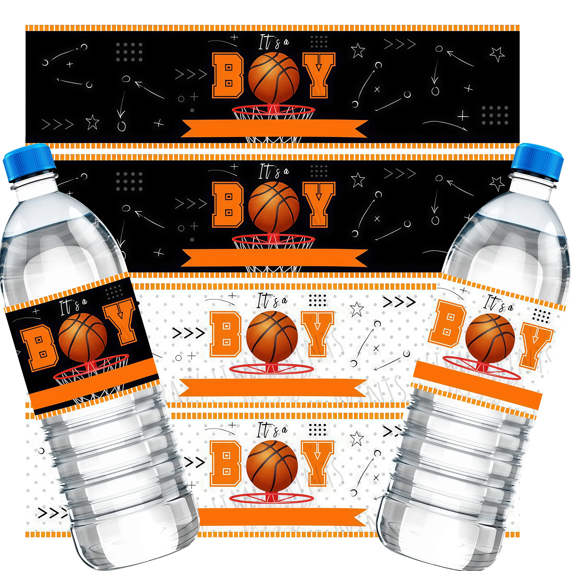12pcs Basketball Soccer Football Water Bottle Label Sports Birthday Party Sticker Wrapper Decor Favor Baby Shower Celebration