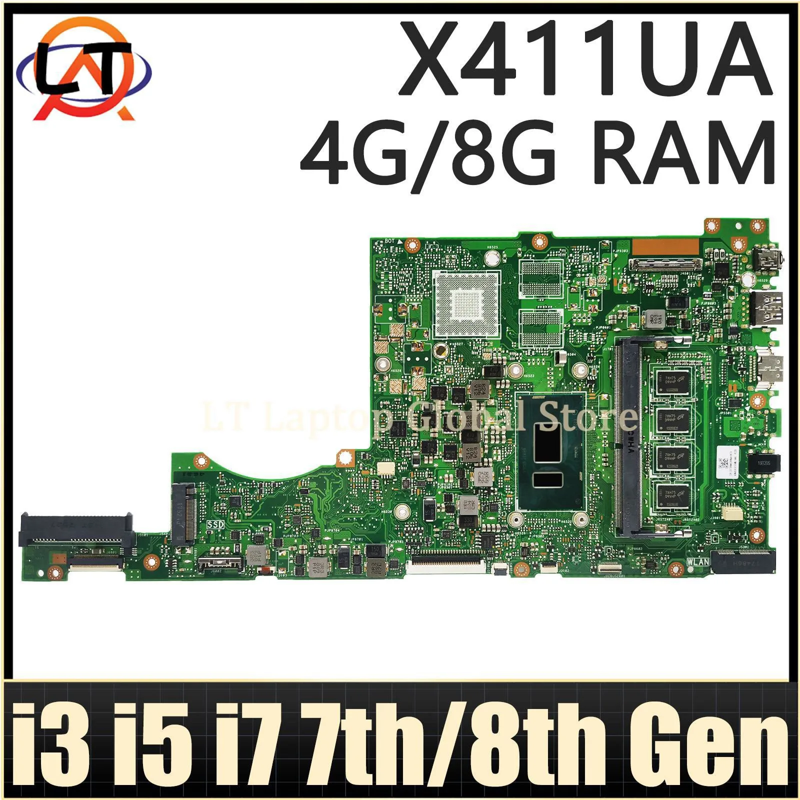 

X411UA Mainboard For ASUS Vivobook 14 X411U K411UA Laptop Motherboard I3 I7 I5 7th/8rh Gen CPU 4GB/8GB-RAM MAIN BOARD