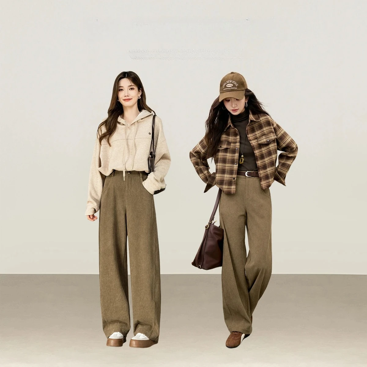 SENTUBILA Thermal Corduroy Casual Pants Women's Autumn Solid Straight Pants Pockets Loose Long Trouser Female Clothing 153KN1858