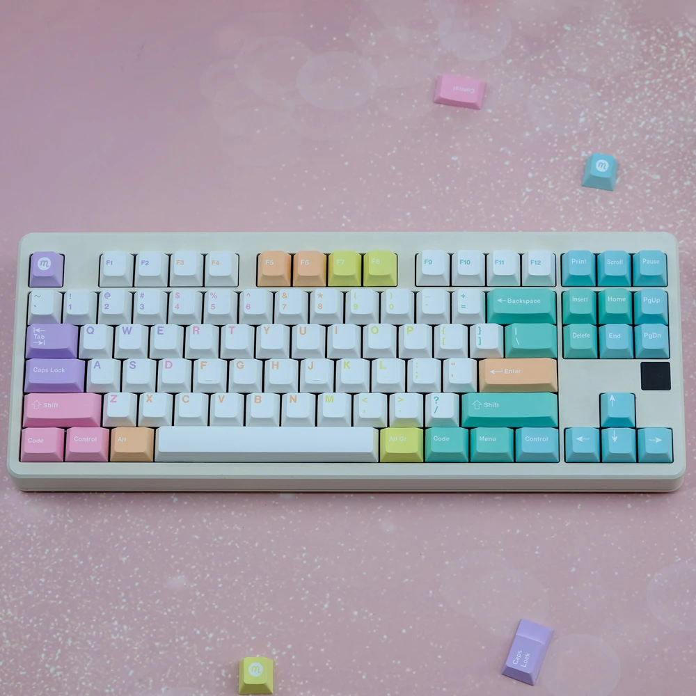 PBT Macaron Colorful Keycaps Mint Green Pink Sky Blue Orange Purple Keycap Cherry Profile Dye Sublimation Key Cap For MX Switch