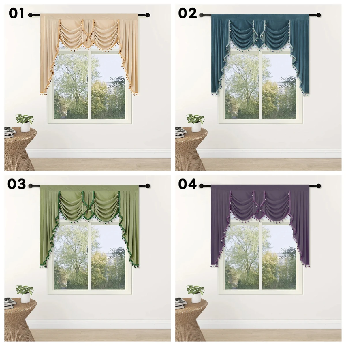 

European Style Curtains Head Tassel Valance Velvet Curtain Double Wave Pelmet Decorative Living Room/Bedroom/Hotel/Windows