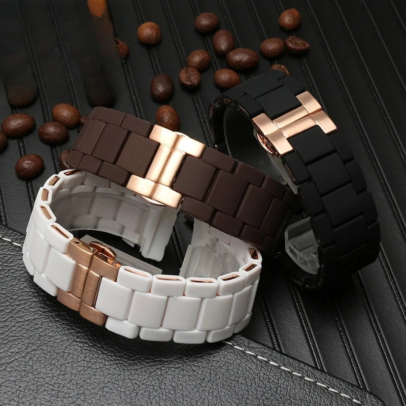 

Silicone +Stainless steel strap For Armani AR5906 AR5905 AR5890 AR5889 5858 5920 bracelet Men woman 20mm 23mm Rubber Watchband