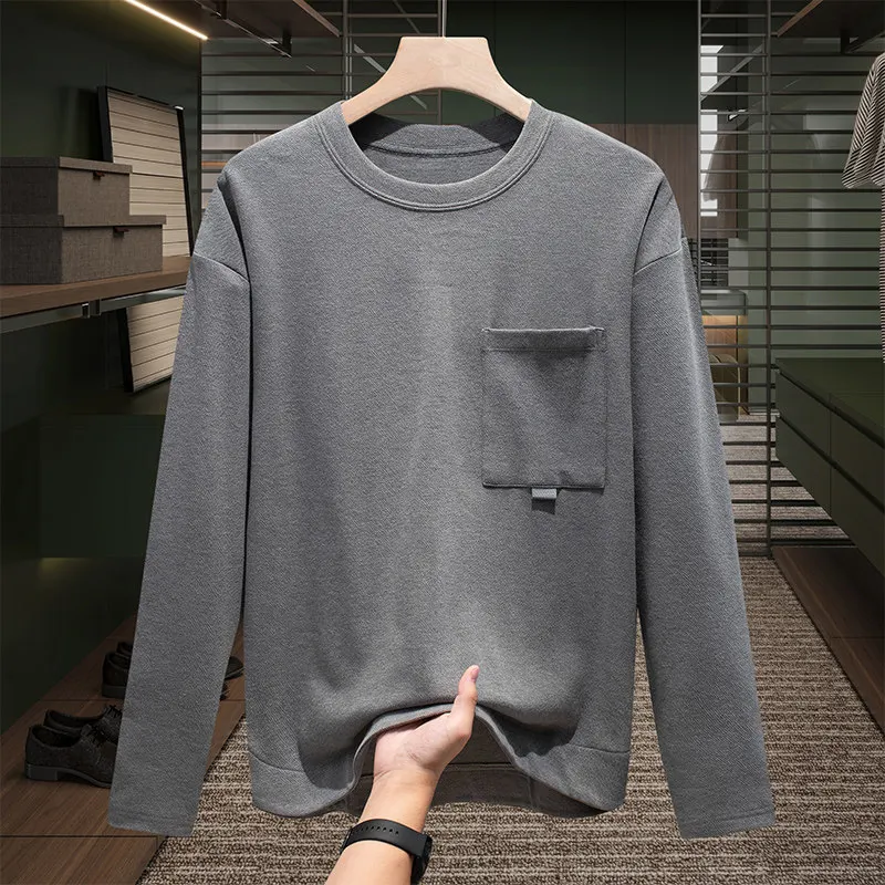 

Высококачественный мужской осенне-зимний тонкий трикотажный свитер-базовый слой, повседневная универсальная теплая внутренняя одежда, модный стильный вязаный свитер