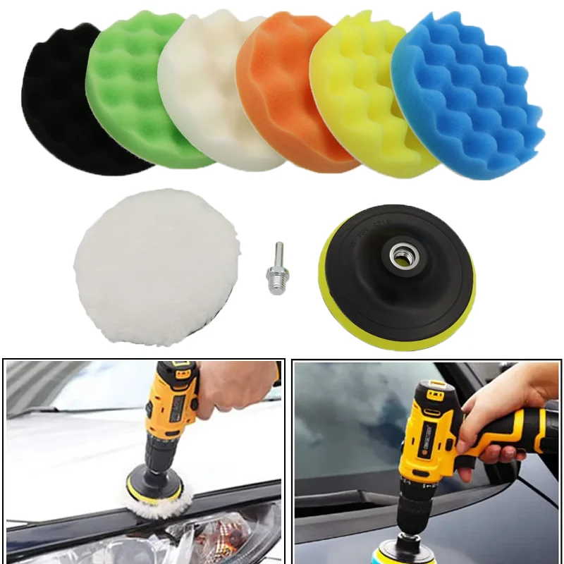 

8Pcs Car Polishing Kit Polish Pad Popular Cars Self-Adhesive Buffing Waxing Sponge Wheel Polishings Pads Tool Auto Accessories