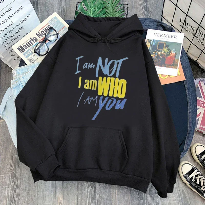 Harajuku Gothic Funny Letters I Am Not Graphic Sweatshirt Korea Stray Kids Hoodies Women Cartoon Kpop Streetwear Women\'s Clothes