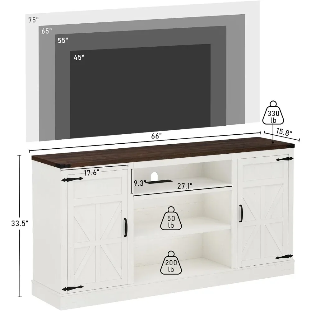 Sideboard Cabinet with Power Outlets for 75/65 Inch TV, Storage Cabinets and Adjustable Shelves, Livingroom Cabinet