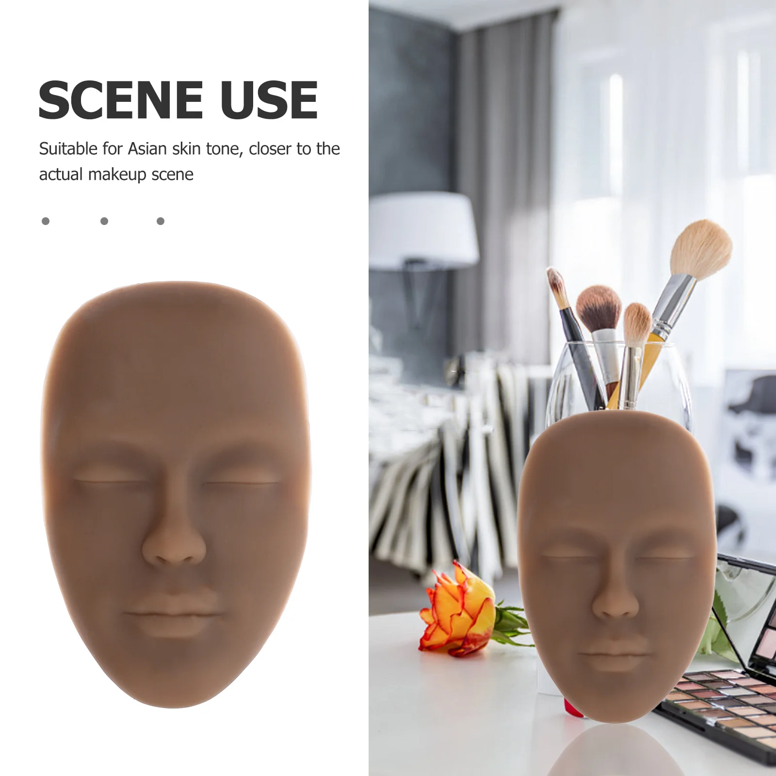 

Lifelike Silicone Practice Face for Training Eyebrow Eyeliner Soft Realistic Skin Feel Detachable