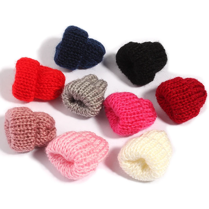 10PCS 4cm Fashion Handmade Woolen Yarn Hat for Women Clothing Mini Sweet Knitting Wool Flower Candy for Kids Hair Accessories