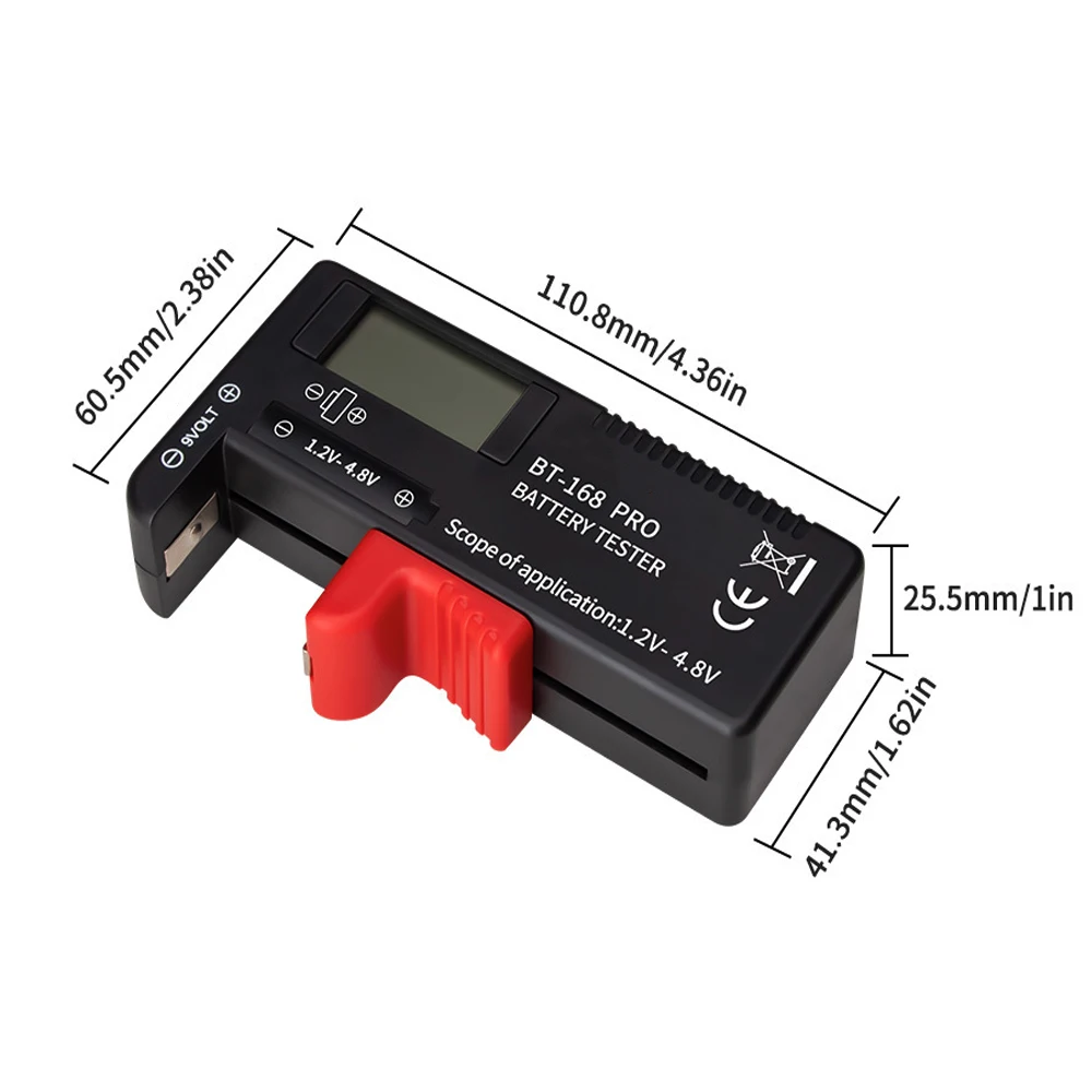 BT-168 AA/AAA/C/D/9V/1.5V 배터리 범용 버튼 셀 배터리 색상 코드 미터 표시 볼트 테스터 검사기 BT168 전원