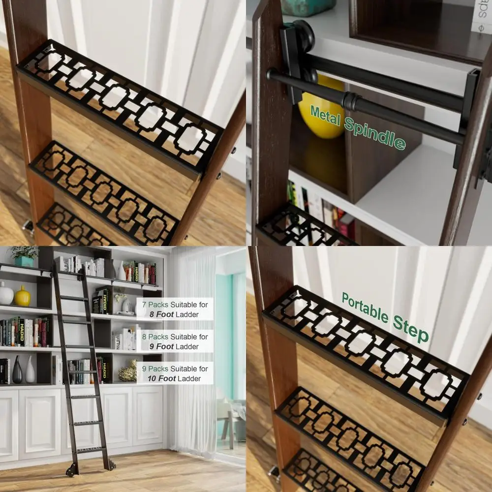 conjunto de 8 degraus de escada de biblioteca tradicional com design elegante de eixo