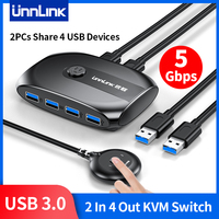 Unnlink USB KVM Switch USB 3.0 2.0 Switcher KVM Switch Selector Printer Sharer for 2 Computer Share Keyboard Mouse Printer Udisk