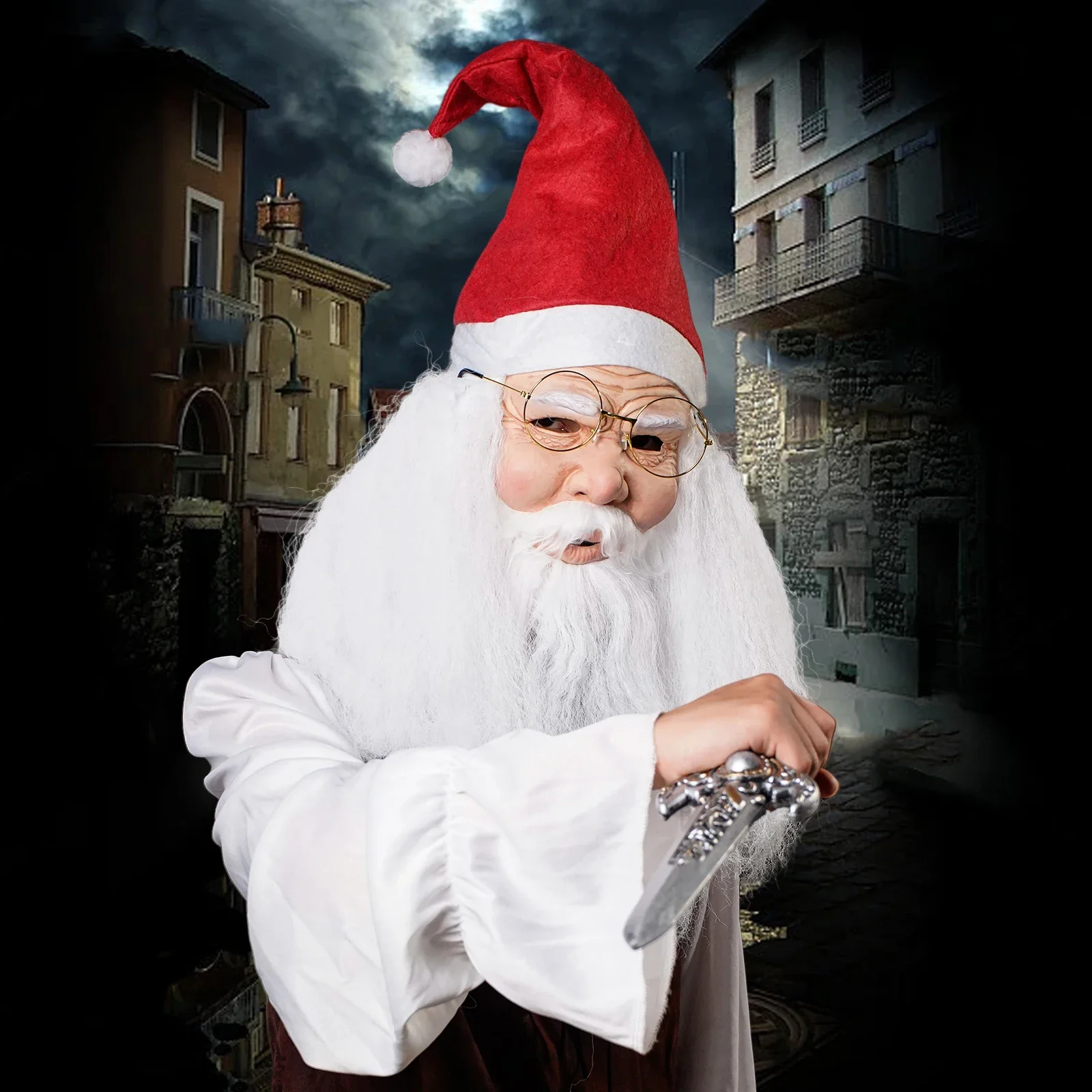 2025 Halloween Masque de Costume de père noël, 1 Pièce, Accesoires de Visa de Innovation, Costume de Nou de Pour