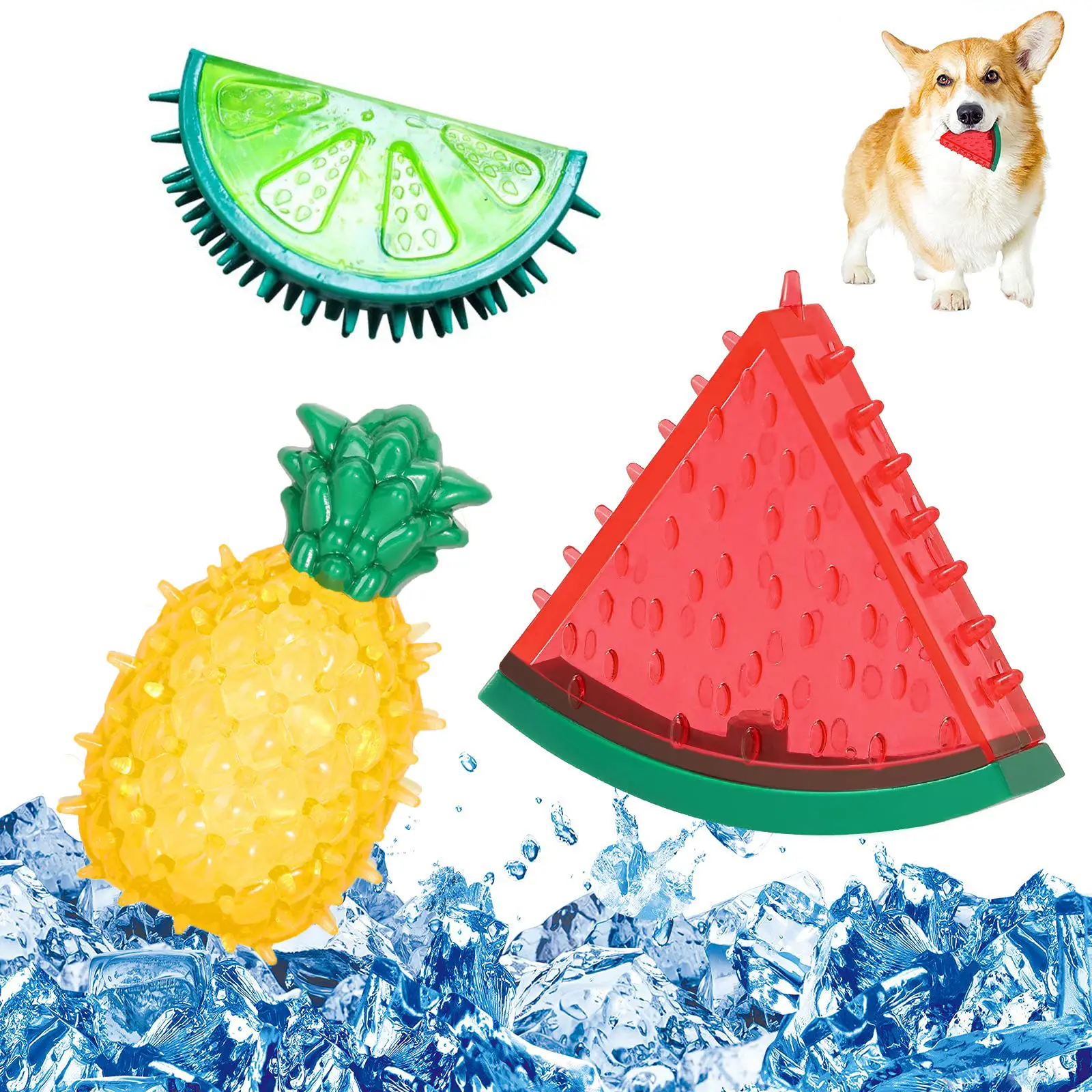 Pet Cooling Chew Toy Reusable Dog Cooling Toy Teething Summer Cooling Durable Summer Dog Ice Toy Frozen Fruit Shape