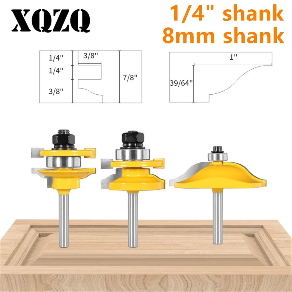 3PCS 12mm 12.7mm Stile&Rail Assembles-Roman Ogee Bit Router Bit Woodeorking Milling Cutter for Wood Face Mill Tools