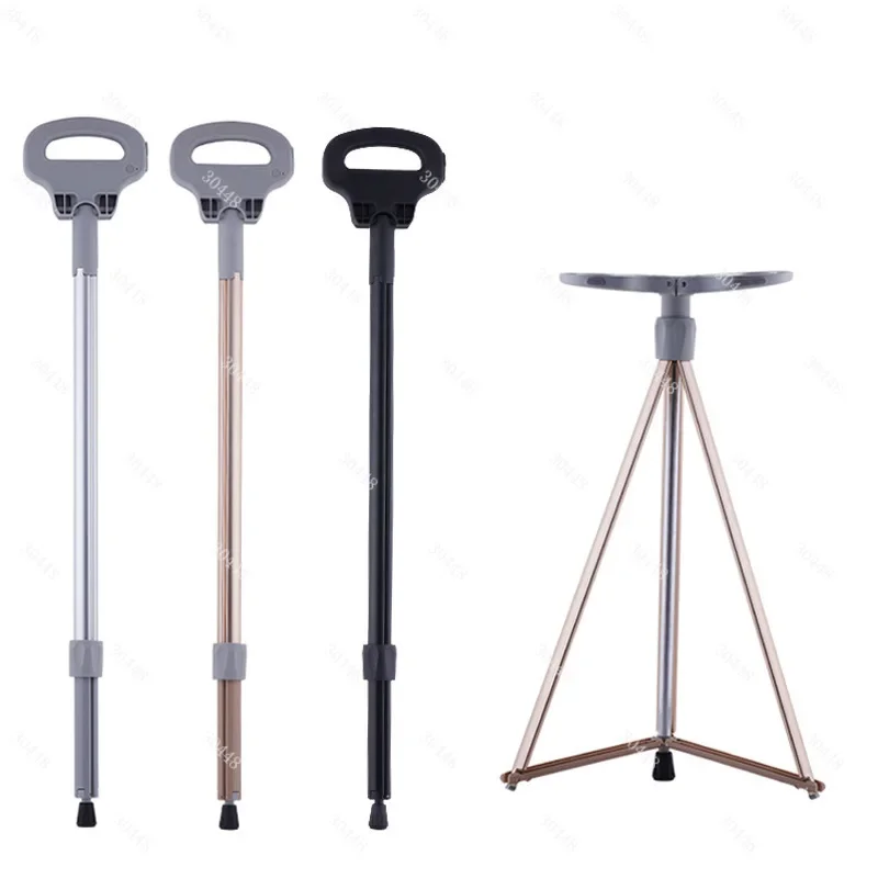 Outdoor Multi-Functional Hiking Stick with Folding Seat Lightweight Anti-Slip Trekking Chair