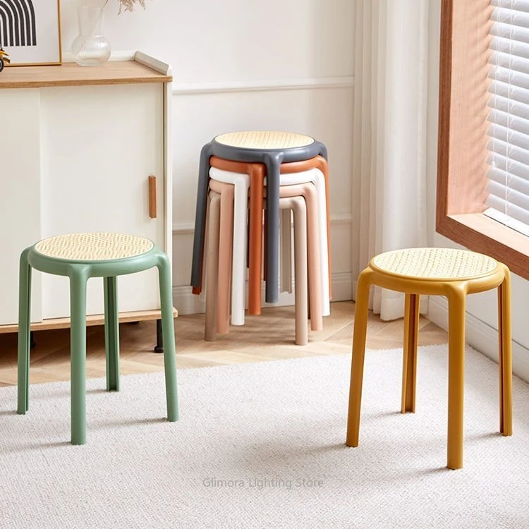Nordic Minimalist Stackable Plastic Stool for Dining, Durable High Seat for Home Kitchen