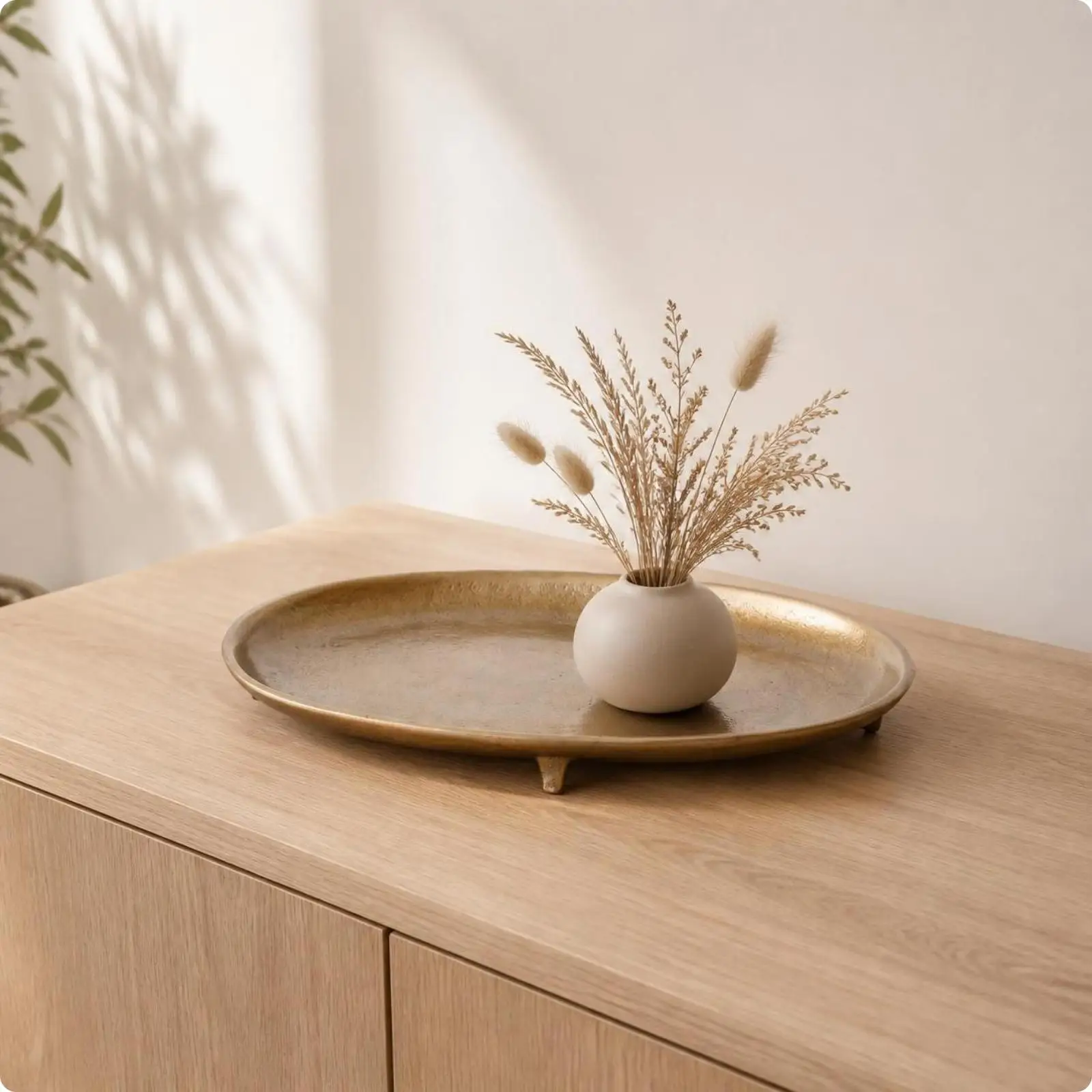 Sturdy Aluminum Oval Tray for Center Table Decor Showcase Figurines and Everyday Essentials