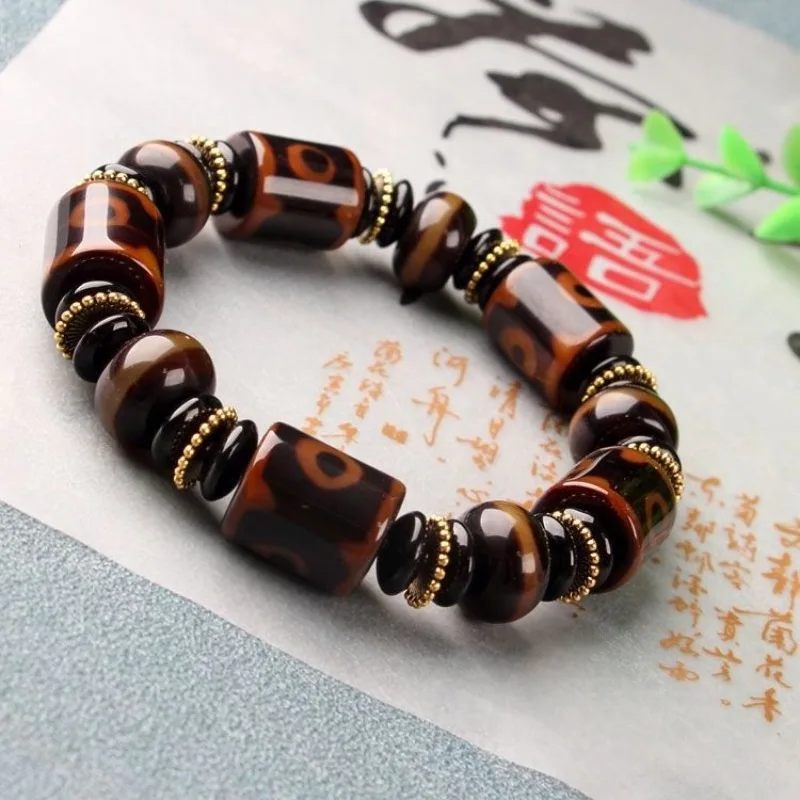 

Новый браслет из бусин Дзи первого класса, агат, халцедон, этнический стиль, мужские и женские модели