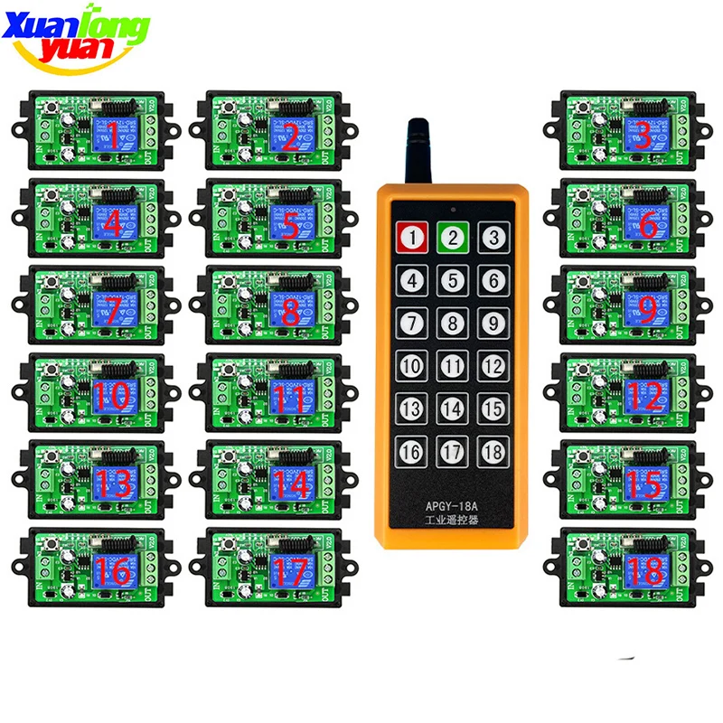 

433MHZ 1000M Long Range DC12V 24V 1CH RF Industrial Wireless Remote Control Relay Switch light /lamp/window/Garage Door shutters