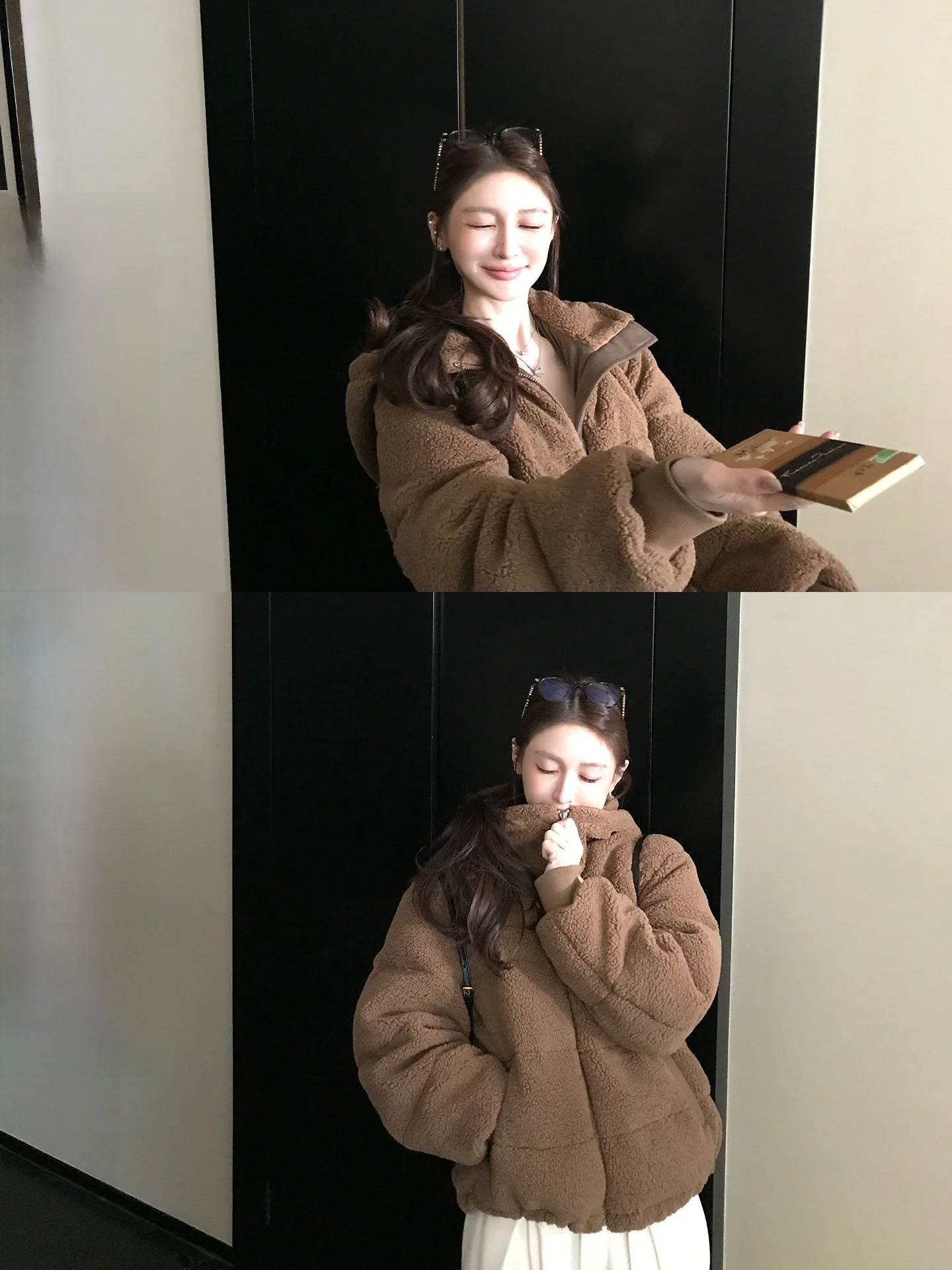 

Ultra-Light White Duck down Sheepskin Fleece Fluffy Skk Store Warm Bear Jacket Commute Style Hooded Zipper Closure Thickened ...