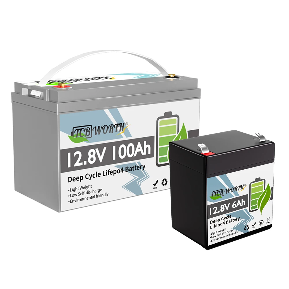 12V 100Ah 6AH LiFePO4 Battery Lithium Battery,With BMS 1280Wh,6000+ Deep Cycle Marine Battery for Boat,Kayak,Trolling Motor,RV