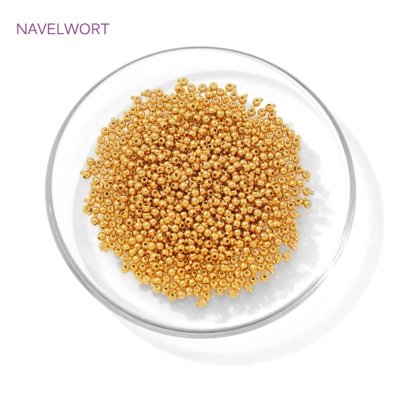 18 Karat vergoldete runde Crimp-Endperle, Messing-Crimp-Perlen für Schmuckherstellung, Lampen für Schmuck, DIY-Armbänder Zubehör – Detail 28